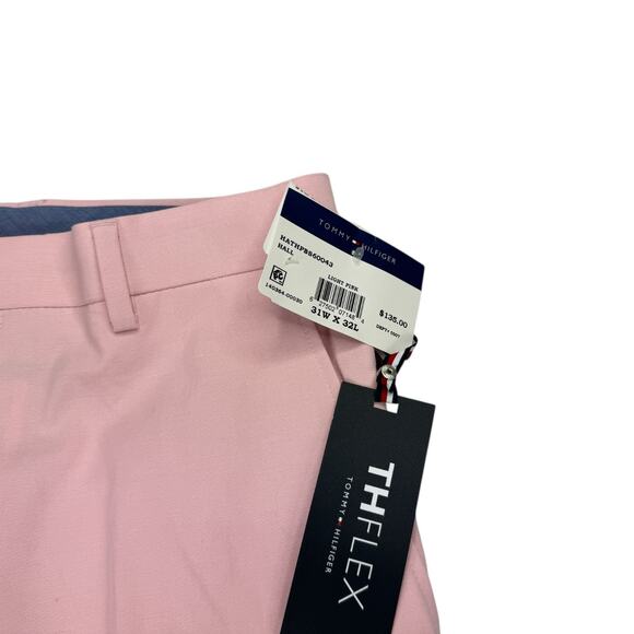 Tommy Hilfiger Mens TH Flex Modern Fit Stretch Chambray Suit Pants Pink 34x30 - Picture 3 of 6